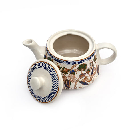 Handcrafted Floral Pattern Ceramic Tea pot Cup set (1 Kettle and 6 cups)